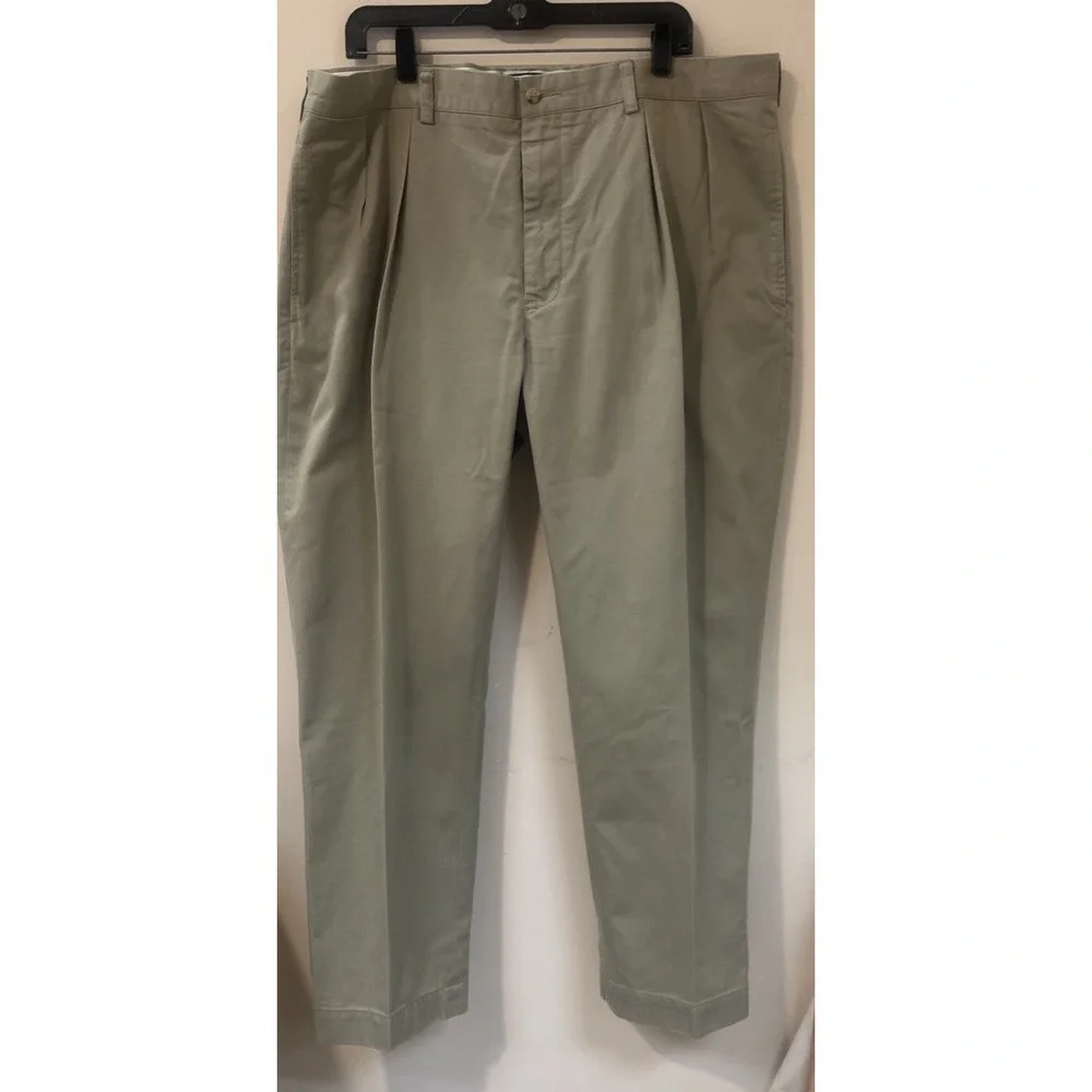 Polo Ralph Lauren Ethan Pleated Khaki Pants Men 40x30 Beige Cotton Canvas Chinos